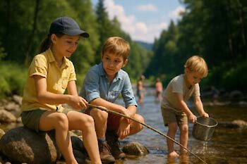 Kinder im Chalet Bayerischer Wald in der Natur
